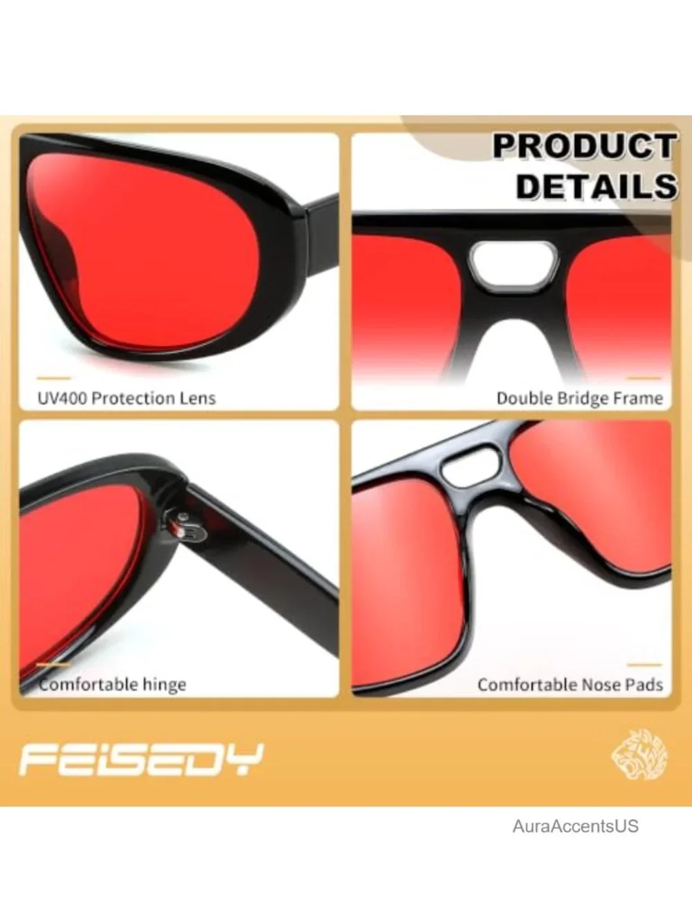 Vintage Aviator Sunglasses UV400 Lightweight Square Frame Women Men